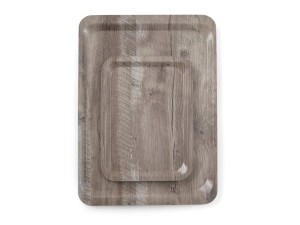 Serviertablett mit Holzoptik, aus Melamin, Holz dunkel, 370 x 530 mm