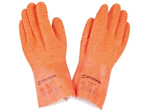Latex-Handschuhe, fünf Finger, orange, Länge 30 cm, fünf Finger