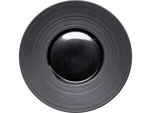 Serie Gourmet Kontrast Teller flach mit breiter, strukturierter Fahne Ø 300 mm, schwarz, BTH 0 x 0 x 40 mm