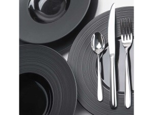 Serie Gourmet Kontrast Teller flach mit breiter, strukturierter Fahne Ø 300 mm, schwarz, BTH 0 x 0 x 40 mm