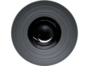 Serie Gourmet Kontrast Teller tief mit breiter, strukturierter Fahne Ø 300 mm, schwarz, BTH 0 x 0 x 70 mm