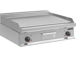 Saro E7/KTE2BBL Elektro Grillplatte, Grillfläche 1/2 gerillt 1/2 glatt, Auftischgerät, 400V 10,8kW, BTH 800 x 700 x 270 mm