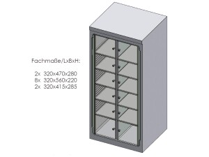 Fächerkühlschrank HZS 51-12 mit 12 Fächern, Inhalt 544 Liter, Umluftkühlung, BTH 747 x 769 x 1684 mm