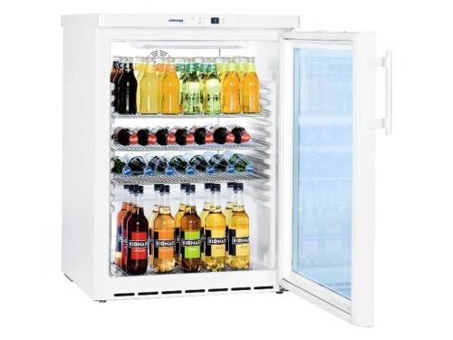 Flaschenkühlschrank, Umluftkühlung, Glastürkühlschrank, Stahlblech weiß, BTH 600 x 615 x 830 mm