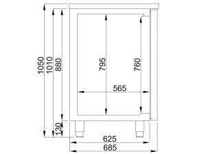 Ausschanktheke mit 2 Türen, 1 Spülbecken links, BTH 1550 x 700 x 950 mm