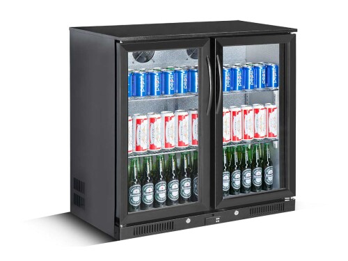 Flaschenkühlschrank mit Klapptüren, schwarz, 208, Liter...