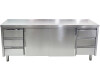 Edelstahl Arbeitsschrank PREMIUM, mit Schiebetüren und Schubladenblock links und rechts, BTH 160 x 60 x 85 cm