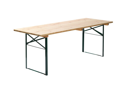 Klapptisch 70 cm, Tischplatte ca. 25 mm stark, grünes Winkeleisen Gestell, BTH 2200 x 700 x 780 mm
