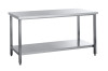 Edelstahl Arbeitstisch, mit Tischplatte und Grundboden, ohne Aufkantung, BTH 1200 x 700 x 850 mm