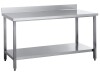 Edelstahl Arbeitstisch, mit Tischplatte und Grundboden, mit Aufkantung, BTH 1400 x 700 x 850 mm