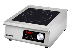 Edelstahl Induktions-Kochfläche mit Drehregler und Soft-Touch Funktion, Leistung 5 KW, Schott-Ceran, BTH 405 x 525 x 185 mm