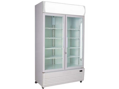 Kühlschrank mit 2 Glastüren, auf Rollen, weiß, BTH 1100 x...