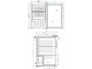 Kühlschrank Counter 68-Black, 75 Liter, Umluftkühlung, BTH 435 x 475 x 686 mm