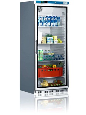 Edelstahl Kühlschrank mit Glastür Cooldura H600SG-I, für GN 2/1, 640 Liter,  BTH 777 x 695 x 1895 mm