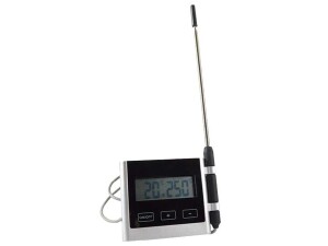 Digitales Thermometer für Ofen mit Alarm, Edelstahl-Sondenthermometer mit 1m Kabel, BTH 72 x 64 x 14 mm