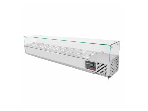 vaiotec EASYLINE 330 Kühlaufsatzvitrine mit Glasabdeckung, für 10x GN 1/4, statische Kühlung, BTH 2000 x 335 x 435 mm
