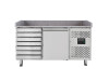 vaiotec EASYLINE Pizzatisch 800 mit 1 Tür und 7 Schubladen, graue Granitarbeitsfläche, Umluftkühlung, BTH 1510 x 800 x 1000 mm