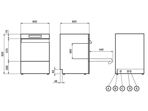 Profiline Geschirrspülmaschine Digital, doppelwandig, mit Thermostop-Technologie HACCP, inkl. Ablaufpumpe und Dosierpumpen 400V