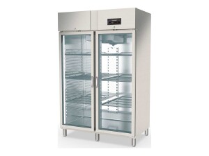 Edelstahlkühlschrank PROFI mit 2 Glastüren,...