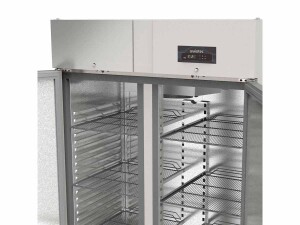 vaiotec TOPLINE 1400 Edelstahl Kühlschrank mit 2 Glastüren, 1404 Liter, für GN 2/1, Umluftkühlung, BTH 1347 x 854 x 2110 mm