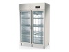 vaiotec TOPLINE 1400 Edelstahl Kühlschrank mit 2 Glastüren, 1404 Liter, für GN 2/1, Umluftkühlung, BTH 1347 x 854 x 2110 mm