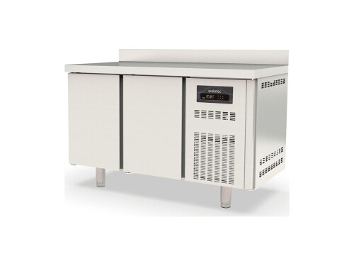 Kühltisch PROFI aus Edelstahl, Inhalt 260 Liter, 2 Türen, GN 1/1, mit Aufkantung, BTH 1345 x 700 x 850 mm