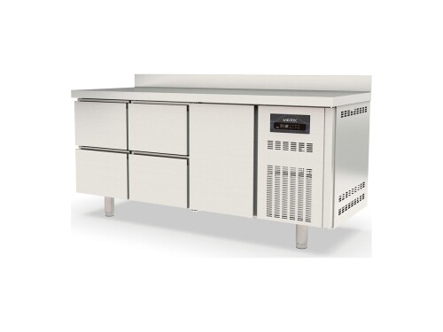 vaiotec TOPLINE 700 Tiefkühltisch, 4 Schubladen, 1 Tür für GN 1/1, 450 Liter, mit Aufkantung, BTH 1795 x 700 x 900 mm