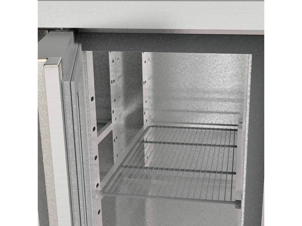 vaiotec PROFI Kühltisch, 548 Liter, 4 Schubladen 2 Türen, mit Aufkantung, BTH 2245 x 700 x 850 mm