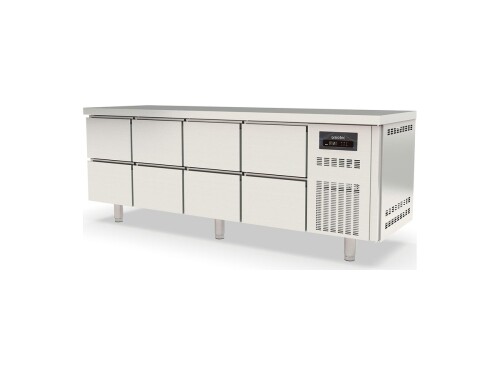 vaiotec TOPLINE Kühltisch, 548 Liter, 8 Schubladen, mit Umluftkühlung, BTH 2245 x 700 x 850 mm