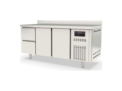 vaiotec TOPLINE 700 Tiefkühltisch, 2 Schubladen, 2 Türen für GN 1/1, 450 Liter, mit Aufkantung, BTH 1795 x 700 x 900 mm
