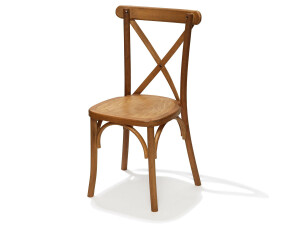 Stuhl Crossback, aus Massivholz, helles Braun, stapelbar,...
