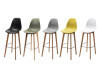 Keeve Barstuhl, Birkenholz-Gestell, Sitzschalen in verschiedenen Farben