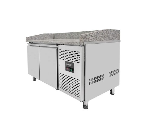 Pizzakühltisch BASIC mit Granitarbeitsfläche, 2 Türen, 390 Liter, BTH 1510 x 800 x 1000 mm