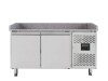 vaiotec EASYLINE Pizzatisch 800 mit 2 Türen, graue Granitarbeitsfläche, Umluftkühlung, BTH 1510 x 800 x 1000 mm