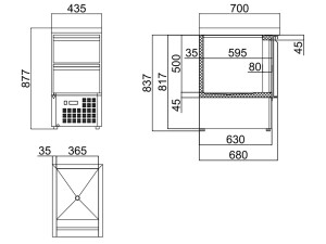 Zimax BASIC Mini Kühltisch, 2 Schubladen für GN 1/1, 111 Liter, statische Kühlung, BTH 435 x 700 x 877 mm