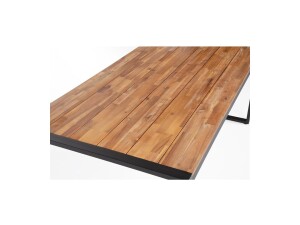 Holztisch mit Stahlgestell, Akazienholz, extrem Wetterbeständig, BTH 1800 x 900 x 740 mm