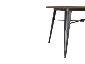 Outdoor Tisch, mit aluminium Tischplatte in dunkler Holzoptik, 1200 x 763 mm, 50mm Loch für Sonnenschirm