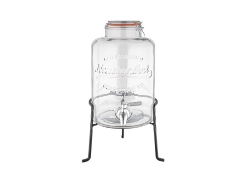 Getränkespender aus Glas mit Drahtsockel, Inhalt 8,5 Liter