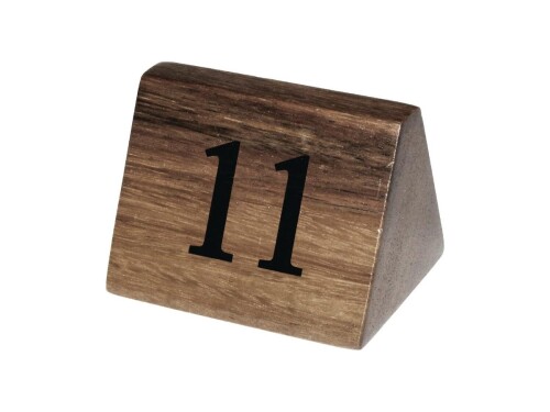10er - Set Tischnummernschilder aus Akazienholz, Nummern...