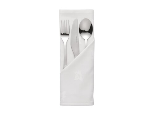 10er-Set Servietten, Farbe Weiß, 100% Baumwolle, 2 gesäumte Ränder, 55 x 55 cm