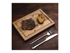 Steakbrett aus Akazienholz, mit Rille am Rand, BT 26 x 19 cm