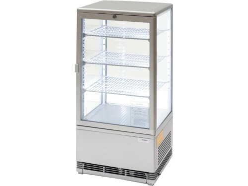 Kühlvitrine Kuchenvitrine Inhalt 78 Liter Farbe silber mit LED-Innenbeleuchtung und Umluftkühlung