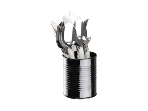 Frittenbüchse aus Stahl, Farbe Schwarz, Höhe 11 cm, Ø 9 cm