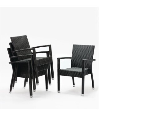 4er - Set Stühle, aus Aluminiumrohrrahmen und PE-Rattan,...
