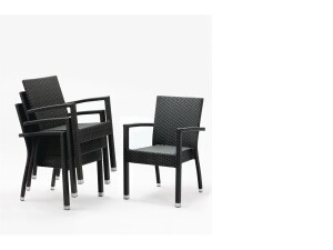 4er - Set Stühle, aus Aluminiumrohrrahmen und PE-Rattan, Anthrazit, stapelbar