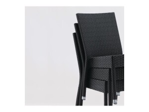 4er - Set Stühle, aus Aluminiumrohrrahmen und PE-Rattan, Anthrazit, stapelbar, ohne Armlehne