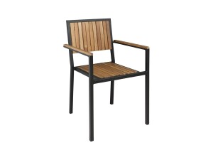 4er - Set Holzstühle mit Armlehnen, Stahlgestell und...