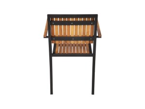 4er - Set Holzstühle mit Armlehnen, Stahlgestell und Akazienholz, wetterbeständig
