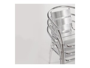 4er - Set Bistrostühle, aus Aluminium, Rohrrahmen 2,5(Ø)cm, Stapelbar für leichtes Lagern (bis zu 12 Stühlen)
