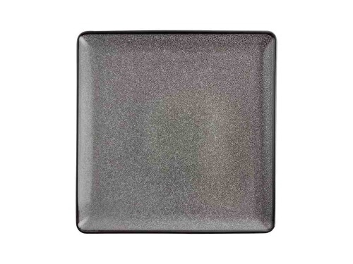 4er - Set Teller aus Porzellan, quadratisch, Grau, rustikaler Effekt, BT 26,5 x 26,5 cm